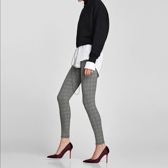 Zara High Waisted plaid pants Leggings - Picture 5 of 7